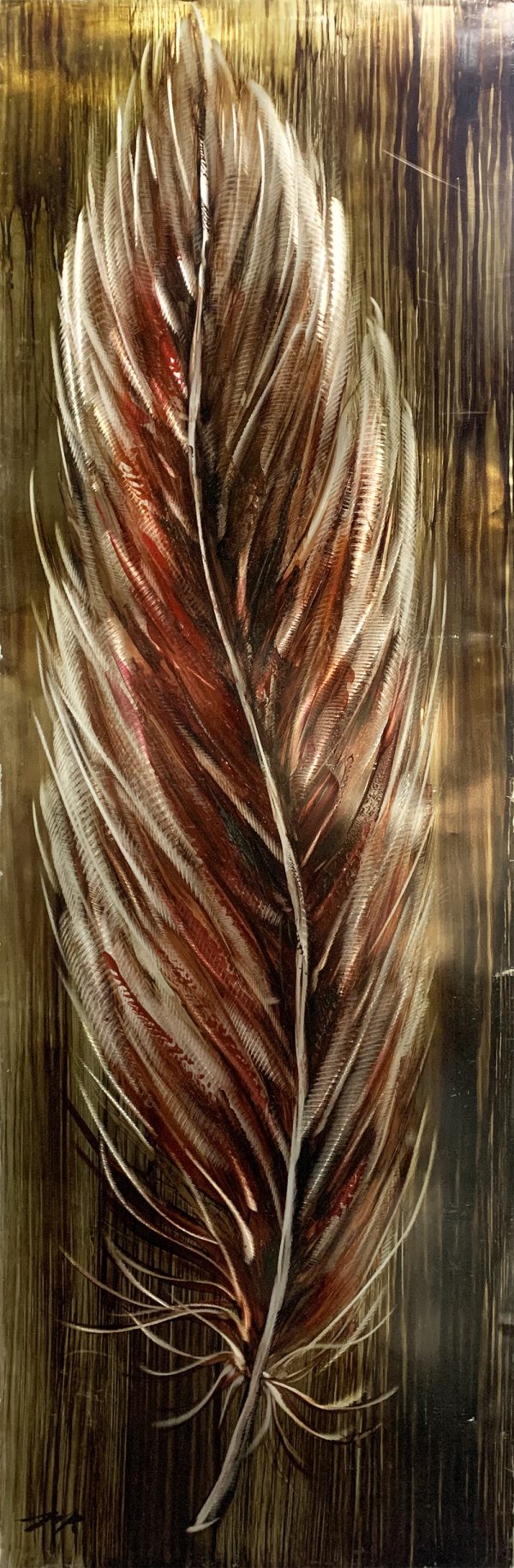 golden feather acrylic painting