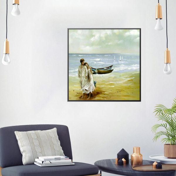 warm coastal lover painting for home decoration